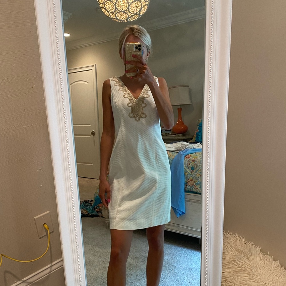Lily Pulitzer white gold dress